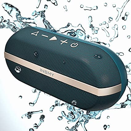 INSMY Portable Bluetooth Speakers IPX7 Waterproof Floating All Black 24 Hours Playtime Built-in Mic for Outdoors Camping 20W Wireless Speaker Loud Stereo Sound Rich Bass Bluetooth 5.0 TWS Mode